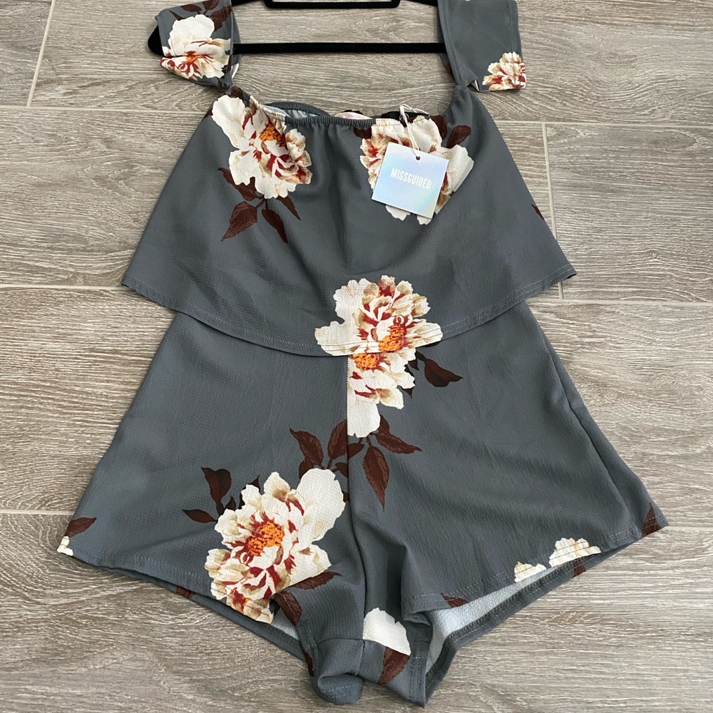Floral off shoulder romper